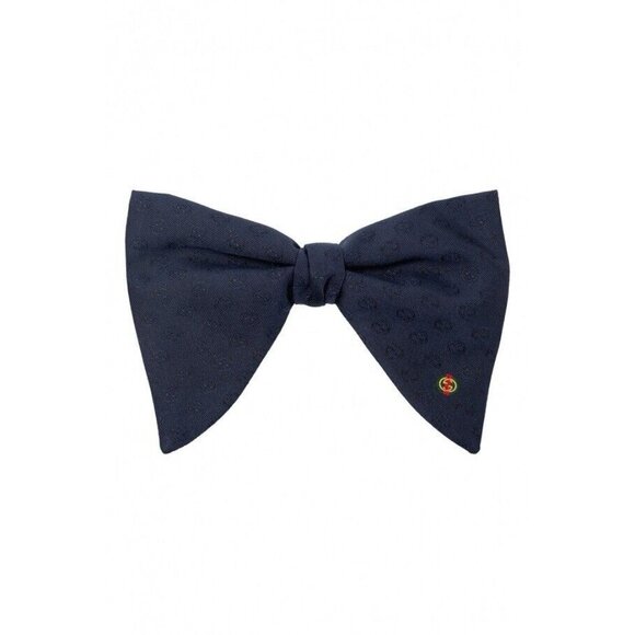 New Silk Gucci GG Jacquard Blue Bow Tie - Picture 1 of 6